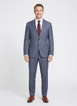 Hugo Boss Gray Textured Classic Fit Notch Lapels Wool 2-Button Suit - 40R
