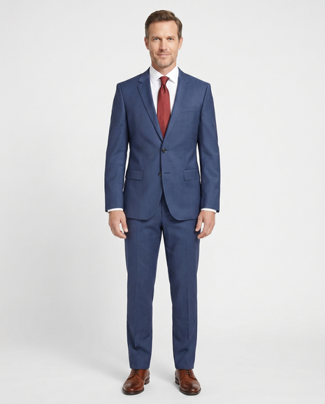 ヒューゴボス marzotto テーラードジャケット ストレッチ ネイビー L Hugo Boss Blue Textured Marzotto Wool Notch Lapel Two-Button Suit