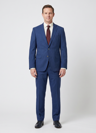 Hugo Boss Blue Pinstripe Slim Fit Notch Lapels 2-Button Wool Silk Suit - 46R