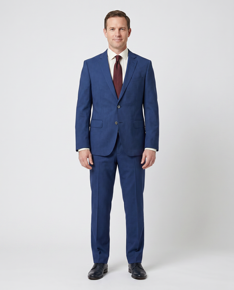 HUGO BOSS スーツ ブルー系ネイビー 50 Hugo Boss Blue Pinstripe Slim Fit Notch Lapels 2-Button Wool Silk