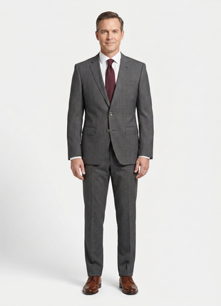 Hugo Boss Mens 44R Gray Weave 100% Wool Slim Fit 2 Piece Suit