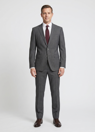 Hugo Boss Mens 40R Gray Weave 100% Wool Slim Fit 2 Piece Suit