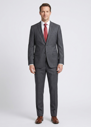 Hugo Boss Classic Fit Charcoal Micro-Check Notch Lapel Two Button Wool Suit