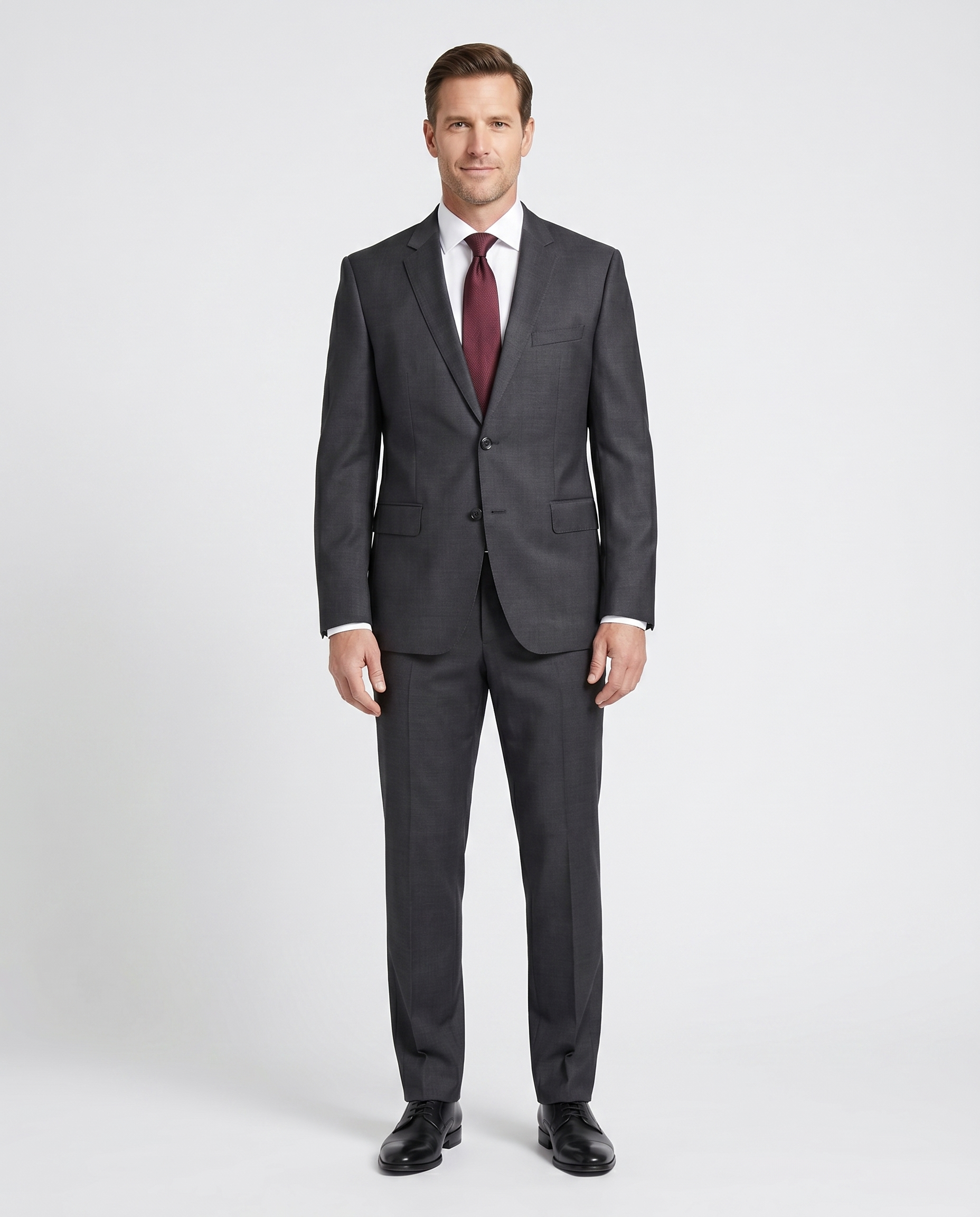 Hugo Boss Modern Fit Textured Charcoal Notch Lapel Men's Two Hugo Boss Modern Fit Textured Charcoal Notch Lapel Men's Two