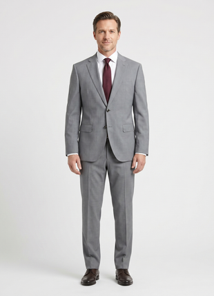 Hugo Boss Modern Fit Stretch Light Gray Solid Two Button Notch Lapel Wool  Suit