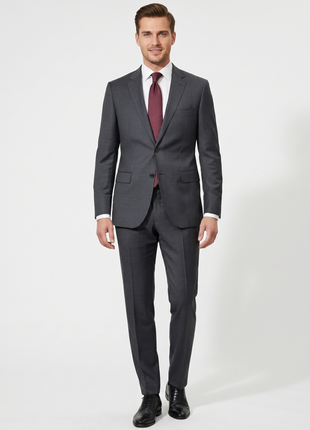 Bresciani Modern Fit Solid Charcoal Two Button Notch Lapel Wool Suit
