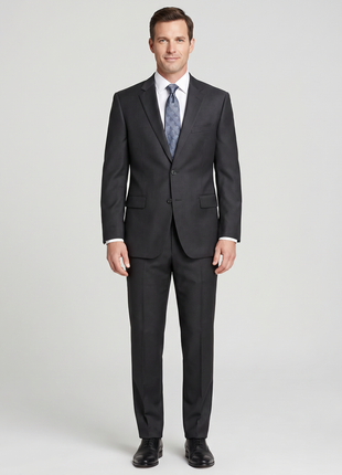 Raphael Men’s Charcoal Gray Classic Fit Notch Lapel Two-Button Wool Suit