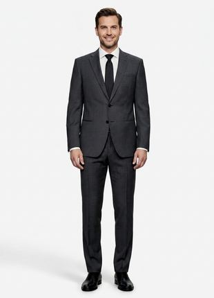 Armani Collezioni Black Micro-Check Slim Fit Notch Lapel 2-Button Suit 40L