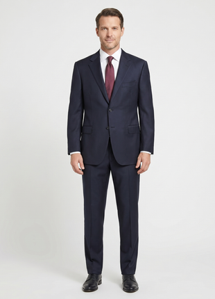 Canali Solid Midnight Navy Modern Fit Notch Lapel Wool 3-Button Suit 48L