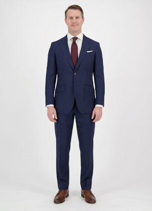 Mazara Solid Navy Slim Fit Notch Lapel Half-Canvassed 2-Button Reda Wool Suit
