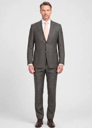 English Laundry Slim Fit Two Button Brown Wool Notch Lapel Suit