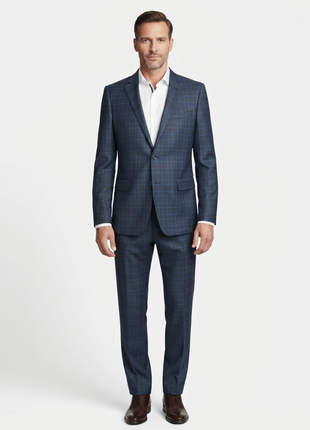 Men's Two Piece Classic Fit Windowpane Check Dress Suit