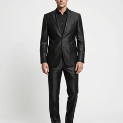 Men's Sharkskin Italian Styled Two Piece Suit - The Suit Depot