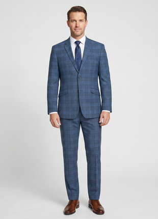 Men's 2-Piece Slim Fit Notch Lapel Stretch Windowpane Suit