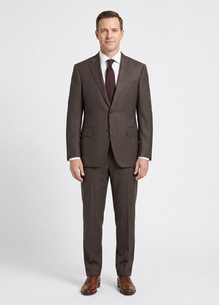 Canali Men's Brown Pinstripe 100% Wool Suit 38R