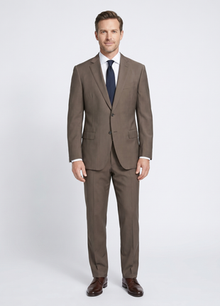Ermenegildo Zegna Men's Brown Herringbone 100% Wool Suit 42R