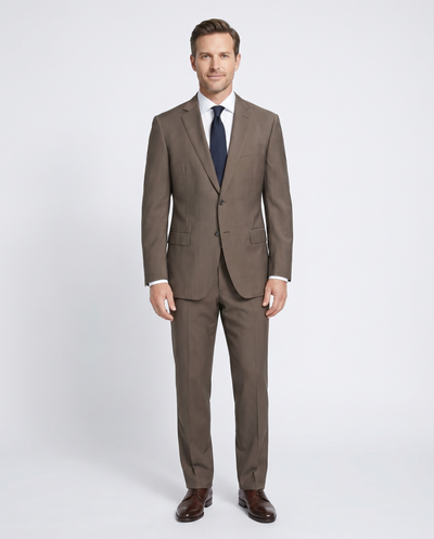 Ermenegildo Zegna Men's Brown Herringbone 100% Wool Suit 42R