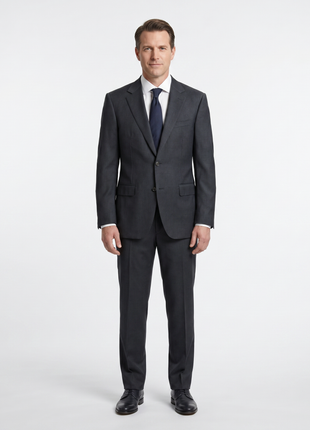 Canali Charcoal Pinstriped 100% Wool Suit 40R