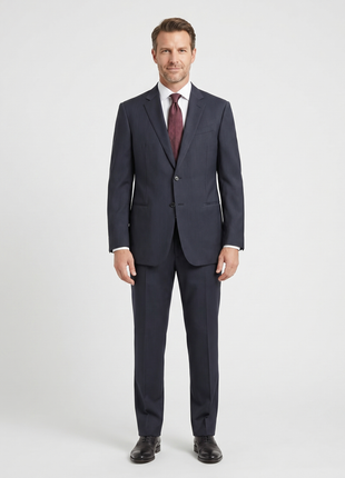 Armani Collezioni Navy Tonal Pinstriped Notch Lapel Wool 2-Button Suit - 44R