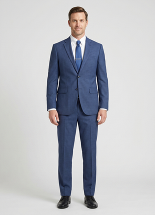 Raphael Blue Check Slim Fit Notch Lapel 2 Button Stretch Suit