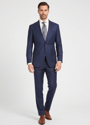 Ferrecci Mens Blue Plaid Classic Fit Wool Blend 2 Piece Suit