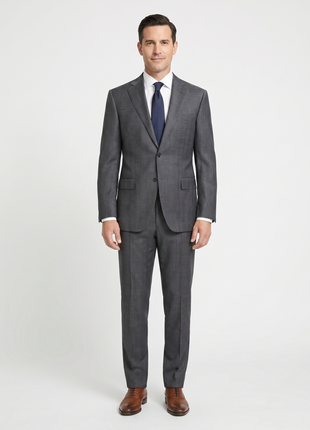 Canali Gray Glen Plaid Notch Lapel 2-Button Wool Suit - 38S