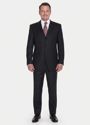 Canali Solid Charcoal 3-Button 100% Wool Suit 38S