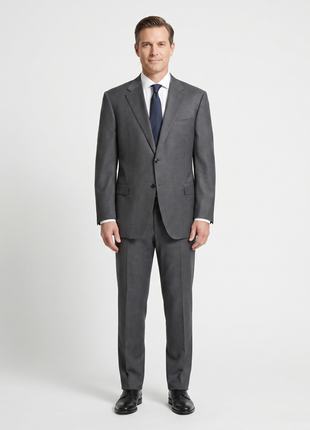 Canali Gray Nailhead 100% Wool Suit 52L