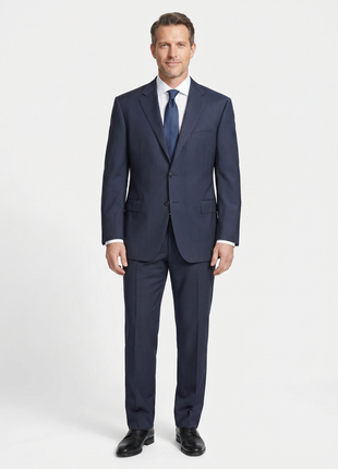 Canali Navy Pinstriped 100% Wool 2 Button Suit 48R