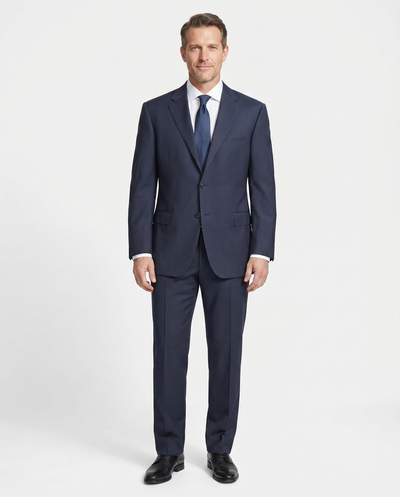 Canali Navy Pinstriped 100% Wool 2 Button Suit 48R