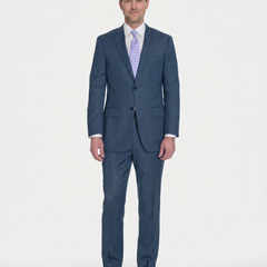 Zanetti Classic Fit Navy Blue Birdseye Two Button Wool Suit - The Suit Depot