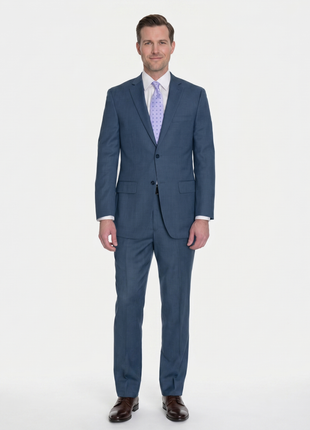 Zanetti Classic Fit Navy Blue Birdseye Two Button Wool Suit - The Suit Depot