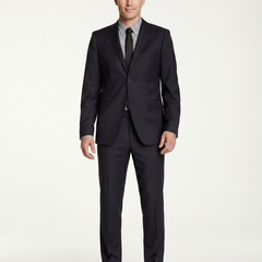 Zanetti Slim Fit Navy Blue Pinstriped Two Button Wool Suit - The Suit Depot