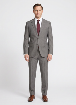 Hugo Boss Super 110s Pinstriped Grey Notch Lapels Wool 2-Button Suit - 36R