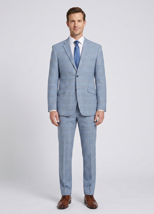 Men's 2-Piece Slim Fit Notch Lapel Stretch Windowpane Suit - The Suit Depot