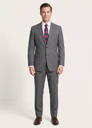 Steven Land Classic Fit Gray Stepweave Two Button Wool Suit