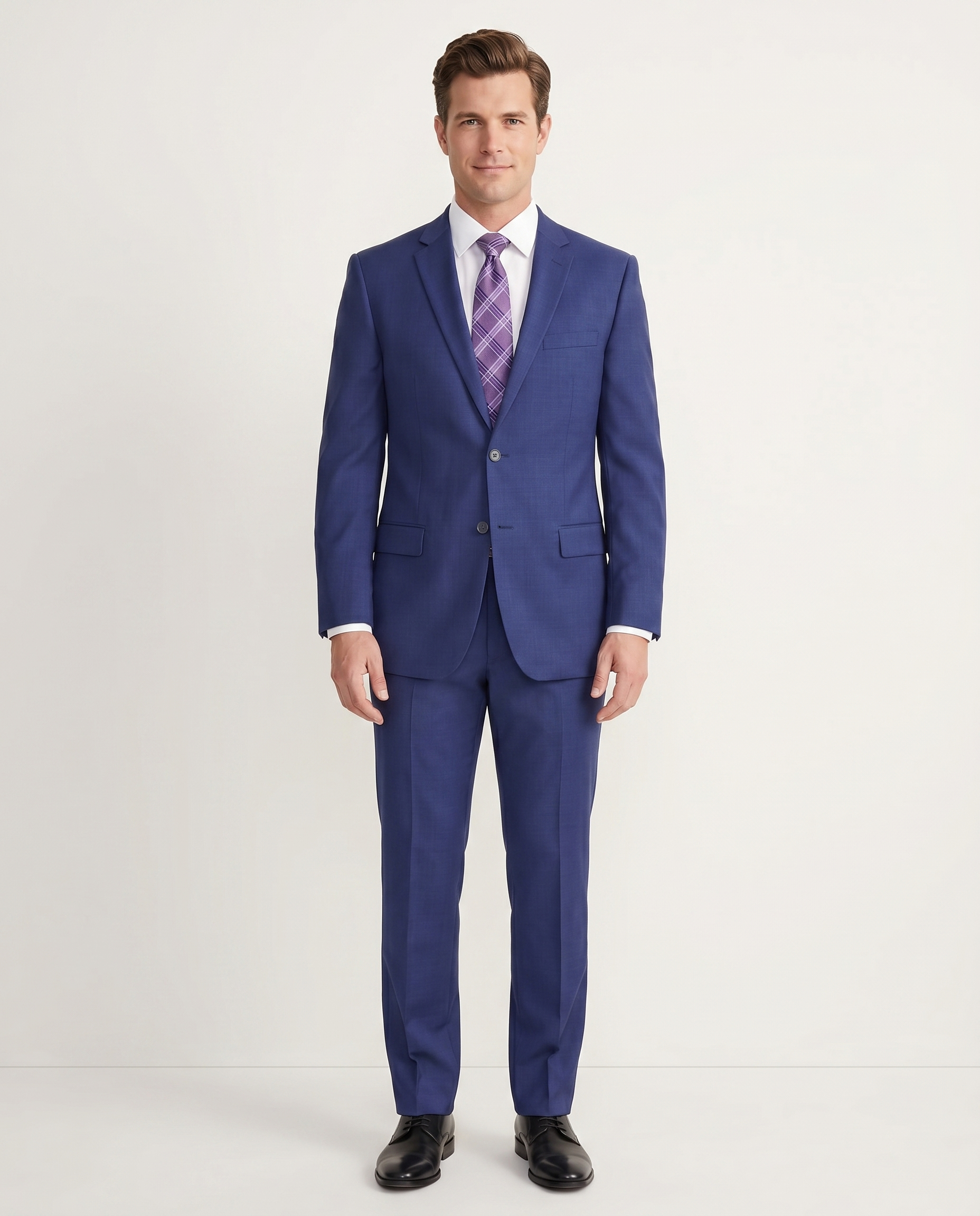 Giorgio Cosani Regular Fit Solid Royal Blue Two Button Wool Cashmere Blend Suit, 46 / Short