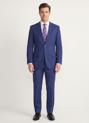 Giorgio Cosani Regular Fit Solid Royal Blue Two Button Wool Cashmere Blend Suit
