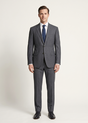 Canali Dark Gray Pinstriped 100% Wool Suit 40R
