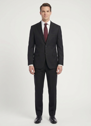 Mazara Solid Black Classic Fit Notch Lapel Wool Cashmere Blend 2-Button Suit