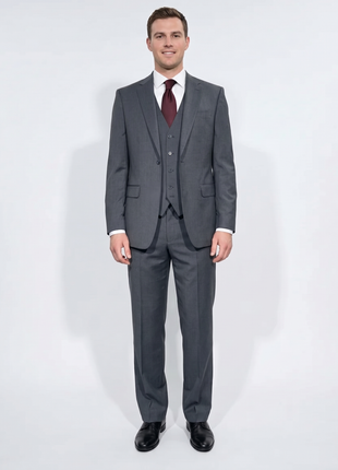Cleo Luxor Charcoal Gray Regular Fit Wool Stretch 3 Piece Suit