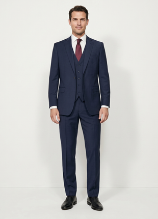 Cleo Luxor Midnight Navy Regular Fit Wool Stretch 3 Piece Suit