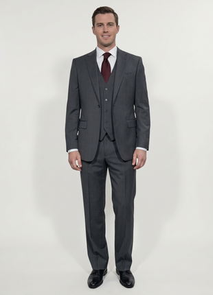 Cleo Luxor Obsidian Charcoal Regular Fit Wool Stretch 3 Piece Suit