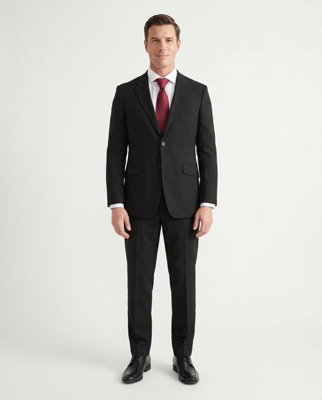 Mazara Mens Black Classic Fit 100% Wool 2 Piece Suit