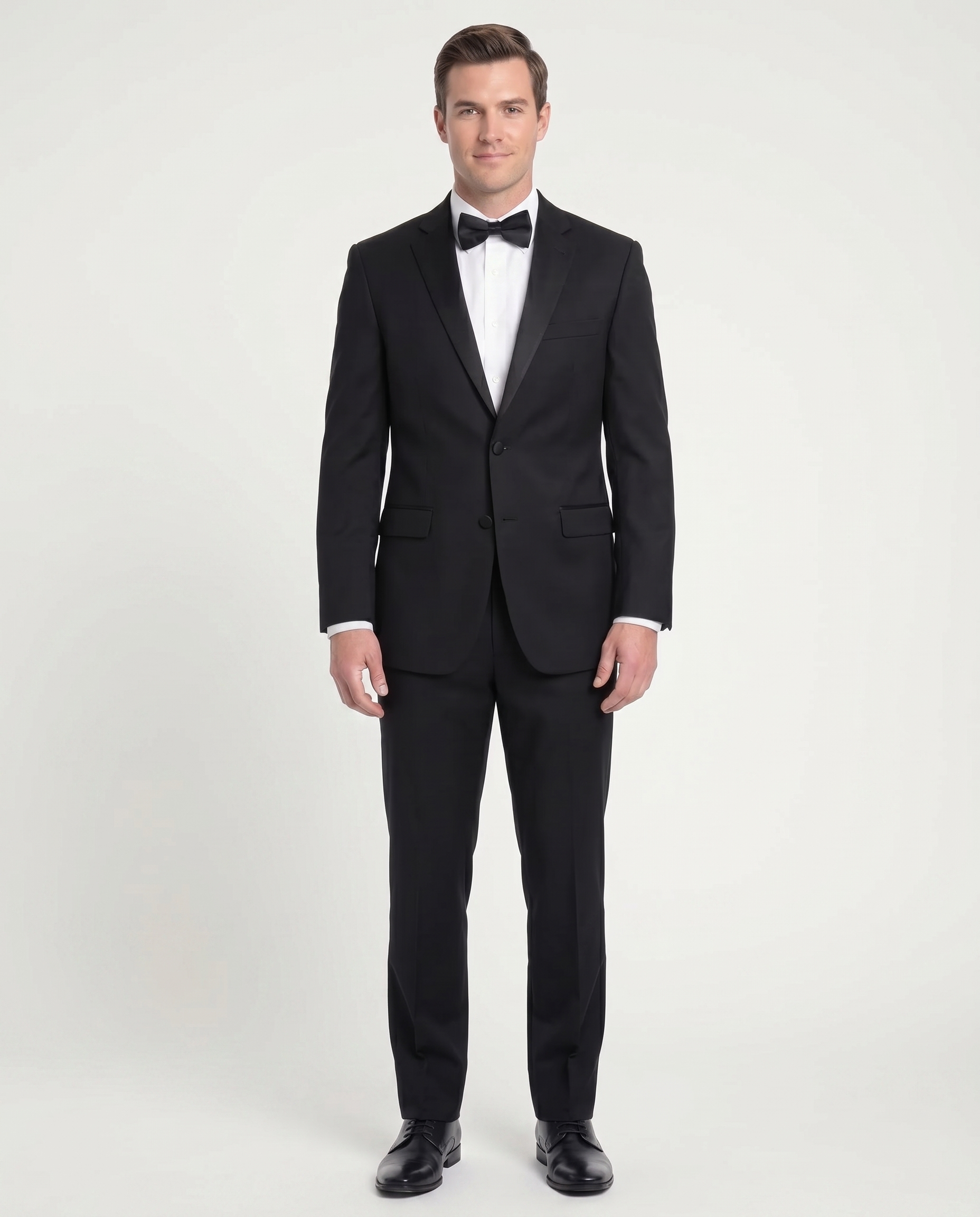 Men's Classic Fit Solid Black Two Button Notch Lapels 100% Wool Formal Tuxedo Suit, 40 / Long