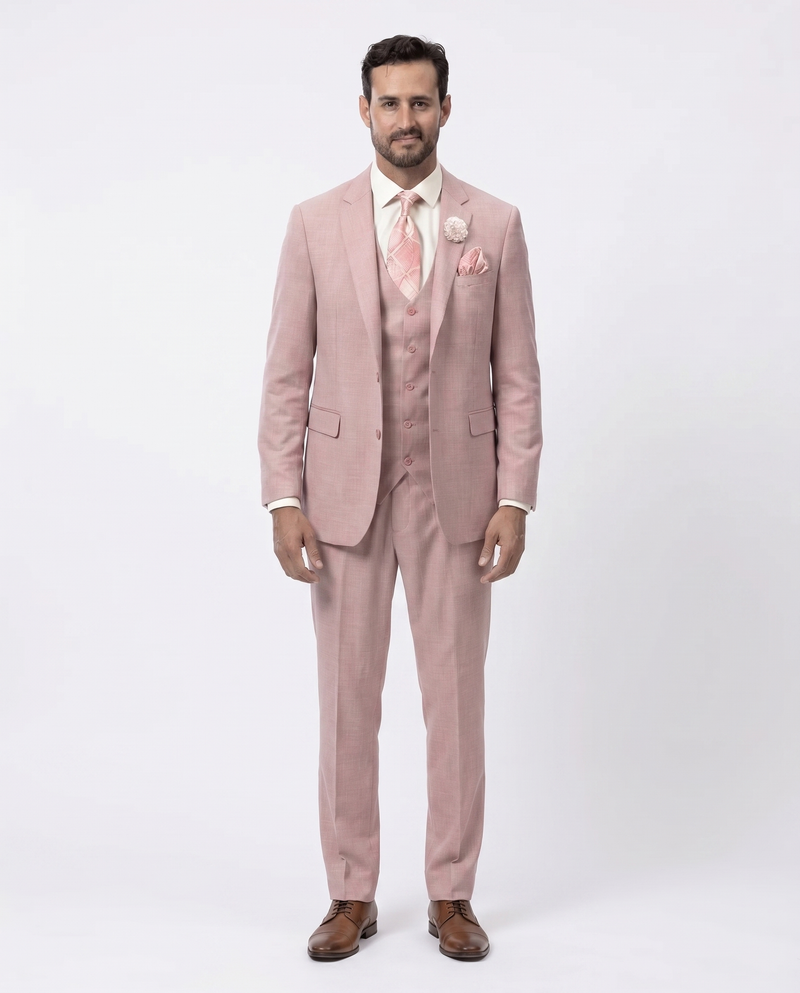 Kent & Park Mauve Pink Regular Fit Two Button 3 Piece Suit – The