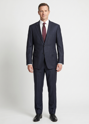 Armani Collezioni G Line Navy Microcheck Slim Fit Wool 2-Button Suit 44R