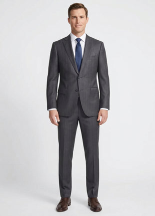 Atica Charcoal Gray Pinstriped Slim Fit Half-Canvassed Reda Wool 2-Button Suit