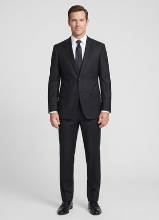 Isaia Mens Black Tonal Stripe Fully-Canvassed Notch Lapel Slim Fit 2-Button Wool Suit - 44L