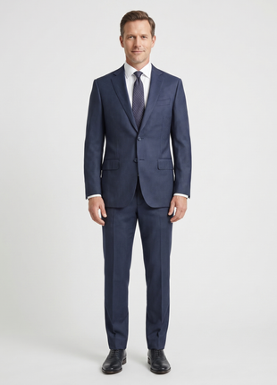Isaia Mens Dark Navy Pinstripe Fully-Canvassed Notch Lapel Classic Fit 2-Button Wool Suit - 40R